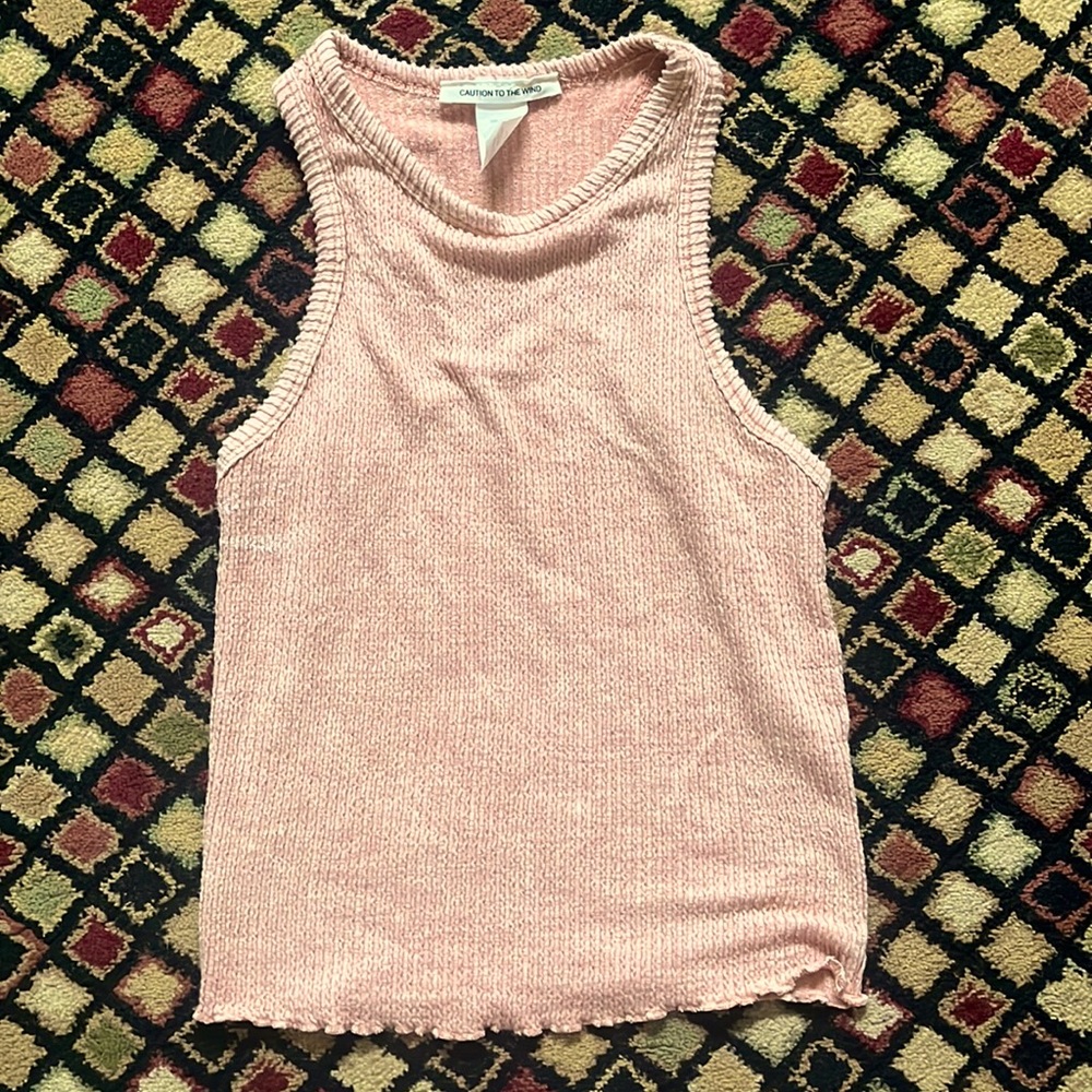 Caution to the Wind Soft Peach Knit Crop Top